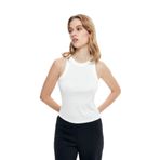 Halter Yaka Basic Fitilli Atlet Ekru