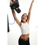 Halter Yaka Crop Atlet Ekru