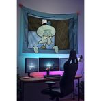 Halura Sünger Bob Squidward Duvar Örtüsü – Kaliteli Kumaş, Gamer Oyuncu Oda Dekoru Tapestry Duvar Halısı
