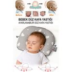 HALZEY Düz Kafa Yastığı & Bebek Yastığı %100 Pamuk, Terletmez, Gri Kalp Desenli