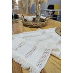 Ham Dantel Örme 2 Li Runner Masa Örtüsü 35 x 80 - Krem - 40 x 80 cm