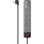 Hama HM.223056 5'li Akım Korumalı Priz 1.5m, Siyah/gri