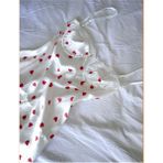 Hama Love Kadın Kırmızı Beyaz Kalpli Saten Gecelik - Beyaz - Kırmızı - L - XL