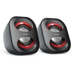 Hama PC Hoparlörü Sonic Mobil 183 (USB 3.0, 3,5 mm Jak, 3 W, Bilgisayar, Laptop, Notebook, Akıllı Telefon, Tablet için Aktif Kutular) Siyah/Kırmızı