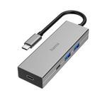 Hama USB-C Hub 4 Bağlantı Noktası (2x USB-C, 2x USB-A, USB-C Yerleştirme İstasyonu Güç Dağıtımı, USB A Hub, USB Hub 3.2 Şarj Fonksiyonu, Çoklu Bağlantı Noktası 5 Gbit/s, Thunderbolt 4 Hub, Macbook,