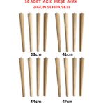 Hamadex 38–41–44–47 cm Ham Ahşap Mobilya Zigon Sehpa Ayağı 4’lü Set | 16 Adet Ayak + 16 Bağlantı Aparatı