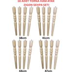 Hamadex 38–41–44–47 cm Ham Torna Ahşap Ayak Mobilya Zigon Sehpa Ayağı 4’lü Set | 16 Adet Ayak + 16 Bağlantı Aparatı