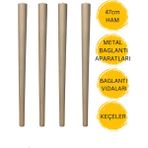 Hamadex 47 cm Ham Ahşap Sehpa Ayağı 4 Adet Ayak | Mobilya Ayağı + Metal Bağlantı Aparatları
