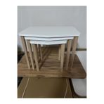 HAMADEX NOVUS Serisi – 3’lü MDF Zigon Sehpa Seti | Masif Kayın Ayak + 18 mm MDF Tabla Beyaz