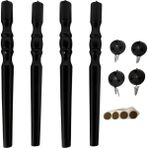 Hamadex Torna Siyah 38 cm Ahşap Ayak (4'lü Set) - Modern Konik Sehpa/masa Ayağı + 4 Bağlantı Aparatı