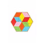 Hamaha Ahşap Eğitici 96 Parça Altıgen Tepsili Tangram Puzzle Oyunu Renkli