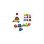 Hamaha Ahşap Eğitici Geometrik Geçmeli Şekiller + Ahşap Tahta Bultak + Ahşap Kule Oyunu - Ahşap Desenli