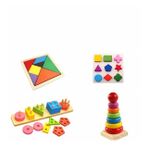 Hamaha Ahşap Eğitici Oyuncak Bultak+geometrik Set +tangram+kule 4lü Set