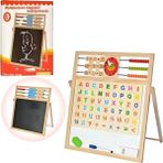 Hamaha Eğitici Ahşap Oyuncak |çift Taraflı Eğitici Yazı Tahtası | Manyetik ve Ahşap 40 cm