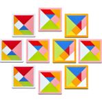 Hamaha Eğitici Ahşap Oyuncak | Çocukların Zihinselgelişimi Için 10 Adet Orta Boy Tangram Seti