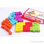 Hamaha Wooden Toys Ahşap Eğitici Geliştirici 100lü Renkli Küp Seti