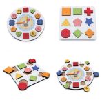 Hamaha Wooden Toys Eğitici Geliştirici 2 in 1 Set Geometrik Saat + Yıldız Montessori Oyunu