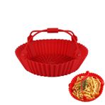 HAMIL Silikon Hava Fritöz Astarı, Hafif Silikon Hava Fritöz Tenceresi Yuvarlak Temizlemesi Kolay, Yuvarlak Hava Fritöz Sepeti Hava Fritözü Pişirme Kavurma Fırını ve Mikrodalga için Silikon Tencere