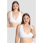 Hamile Emzirme Büstiyeri Sporcu 2'li Set Beyaz Yarım Atlet - 2XL