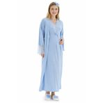 Hamile Gecelik ve Sabahlık Takımı/Bisiklet Yaka/Nefes Alan Pamuk Viskoz Kumaş/Şık DantelDetaylı -2’li Set-Pregnant Clothing(2269) (Mavi, M)