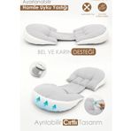 Hamile Uyku Yastığı, Ayarlanabilir, Bel, Emzirme ve Oturma Destek Yastığı Gri