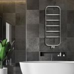 Hammam Paslanmaz Çelik Spin Fırça Mat Inox & Parlak Black Chrome Havlupan - Standart