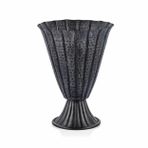 Hammer Eskitme Siyah Vazo, Dövme Dokulu Kaideli Tasarım, 25x25x33 cm, Sofistike Ev Dekorasyonu için