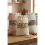 Hamur 3 Adet Bakliyat Kesesi Büyük Boy 24x34 cm Erzak Kuru Gıda Saklama Kabı Torbası Fileli Bez Soft-Set - Soft Large