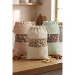HAMUR 3 Adet Bakliyat Kesesi Büyük Boy 24x34 cm Erzak Kuru Gıda Saklama Kabı Torbası Fileli Bez Soft-Set