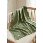 Hamur 4 Katlı Müslin Bebek Pikesi %100 Pamuk 85x100 Yenidoğan Bebek Arabası Puset Örtüsü Battaniye Yeşil - 100 x 85 cm