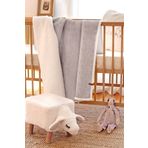 HAMUR Fluffy Bebek Battaniyesi 80x100 Solid Gri Kundak Puset Çift Taraflı Koyun Tüyü Battaniye 100x80