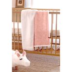 HAMUR Fluffy Bebek Battaniyesi 80x100 Solid Pembe Kundak Puset Çift Taraflı Koyun Tüyü Battaniye 100x80