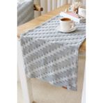 HAMUR Punch Yıkanabilir Sofra, Masa, Salon, Mutfak ve Sehpa Masa Runner Zigzag Gri - 40 x 150 cm