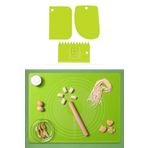 Hamur Seti 4lü Set Silikon Ölçekli Hamur Açma Matı + 3 Lü Hamur Kesme Aparatı Spatulası Börek Mantı