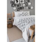 Hamur Yatak Runner Kırlent Seti Bohem Punch Panç Desen Yatak Örtüsü Bella Gri - 43 x 43 cm