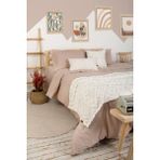 Hamur Yatak Runner Kırlent Seti Bohem Punch Panç Desen Yatak Örtüsü Mila Ekru - 80 x 230 cm