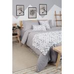 Hamur Yatak Runner Kırlent Seti Bohem Punch Panç Desen Yatak Örtüsü Mila Gri - 80 x 230 cm