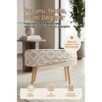 Hamur Yıkanabilir Puf Tabure Kılıfı Tak-Çıkar-Değiştir-Yenile Orta Sehpa Kılıfı 59X37X17 Mila Bej - 59 x 37 x 17 - Bej - Beyaz