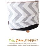 Hamur Yıkanabilir Puf Tabure Kılıfı Tak-Çıkar-Değiştir-Yenile Orta Sehpa Kılıfı By Line Gri - 40 x 32