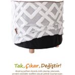 Hamur Yıkanabilir Puf Tabure Kılıfı Tak-Çıkar-Değiştir-Yenile Orta Sehpa Kılıfı By Mila Gri - 40 x 32