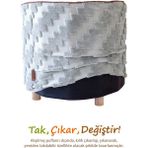 Hamur Yıkanabilir Puf Tabure Kılıfı Tak-Çıkar-Değiştir-Yenile Orta Sehpa Kılıfı By Zigzag Gri - 40 x 32