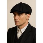 Hamze Peaky Blinders Tarz İngiliz Model Kaşe Kumaş Kasket Şapka Siyah