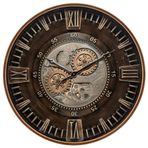 HAN CLOCK, Metal Çarklı Duvar Saati 60cm (Bakır)