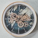 Han Clock Pana Royal Dünya Haritalı Premium Metal Çarklı Duvar Saati