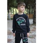 han collection Tyrannosaurus baskılı 2ip kumaş cepli alt üst erkek çocuk eşofman takımı 7-14 yaş