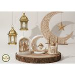 Han Crafts Dekoratif Ramazan Konseptli Ay ve Camii Tasarımlı Mum Seti Kokulu 3'lü - Beyaz