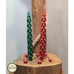 Han Crafts Dekoratif Yeni Yıl Yılbaşı Mum Şamdan Çam Ağacı Şamdan Mum 2'li Set - 2 Adet - Kırmızı - Yeşil
