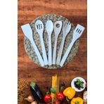 HAN PLUS Doğal Ahşap Masif Kayın Tahta Kaşık Spatula 6 Parça Servis Seti