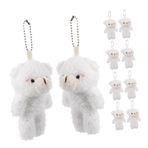 HANABASS 10 Adet ayı kolye Sırt çantası için anahtarlık küçük ayı Peluş Hayvan Kolye karikatür kedi eşleşen doldurulmuş hayvanlar peluş doldurulmuş anahtarlık kısa peluş Beige