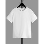 Hanclo Beyaz Pamuklu Düz T-Shirt Erkek Çocuk İçin Rahat Kalıp 9 - 11 Yaş Kısa Kol